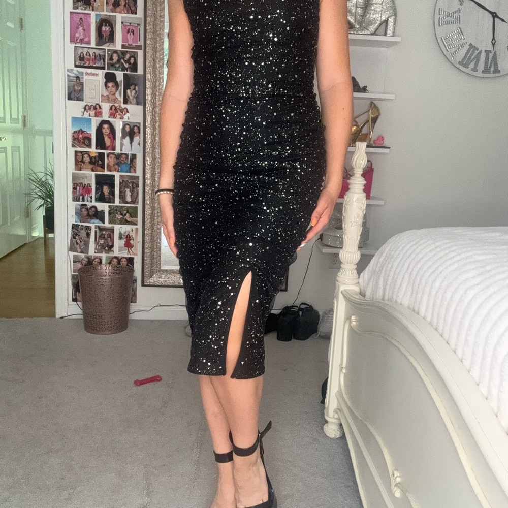 Elegant Black Sequin Dress